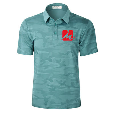 เสื้อกอล์ฟฤดูร้อนลายพรางระบายอากาศ Moisture Wicking Quick Dry Golf Polo T Shirt