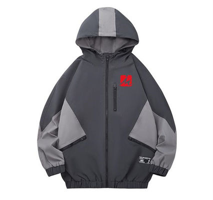 Loose Ordinary Spot Youth Hooded Grey Jacket เสื้อกันลมกันน้ำสำหรับผู้ชาย
