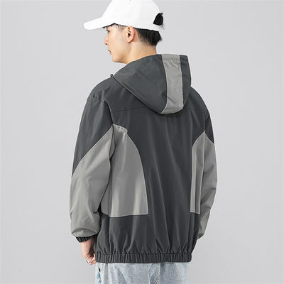 Loose Ordinary Spot Youth Hooded Grey Jacket เสื้อกันลมกันน้ำสำหรับผู้ชาย