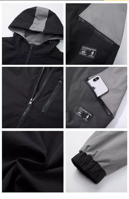 Loose Ordinary Spot Youth Hooded Grey Jacket เสื้อกันลมกันน้ำสำหรับผู้ชาย