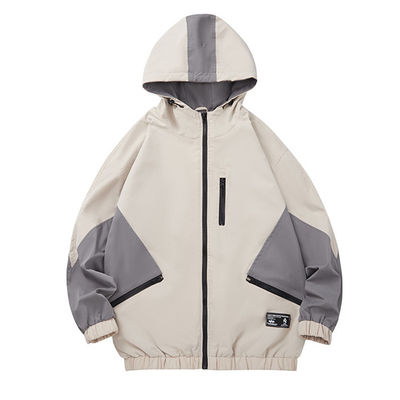 Loose Ordinary Spot Youth Hooded Grey Jacket เสื้อกันลมกันน้ำสำหรับผู้ชาย