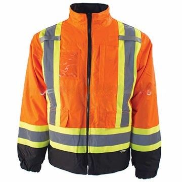 เสื้อผ้าทัศนวิสัยสูงเพื่อความปลอดภัย แจ็คเก็ตกันน้ำสะท้อนแสง Hi Vis ทำงาน