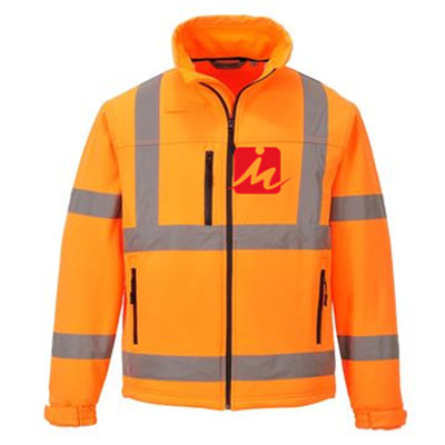 EN471 เสื้อผ้าทัศนวิสัยสูง แจ็คเก็ตซอฟต์เชลล์นิรภัยแบบสะท้อนแสงแบบอ่อน