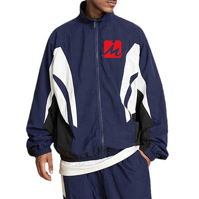 แจ็คเก็ตกันลมกันน้ำสำหรับผู้ชายโพลีเอสเตอร์ Zip Up Colorblock Track Jacket