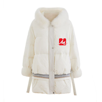 เสื้อโค้ทขนดาวน์น้ำหนักเบาครีมเข่าเคลือบเงาเสื้อโค้ทดาวน์ Patrol Down Jacket