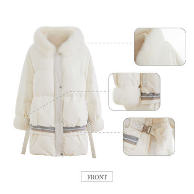 เสื้อโค้ทขนดาวน์น้ำหนักเบาครีมเข่าเคลือบเงาเสื้อโค้ทดาวน์ Patrol Down Jacket