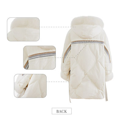 เสื้อโค้ทขนดาวน์น้ำหนักเบาครีมเข่าเคลือบเงาเสื้อโค้ทดาวน์ Patrol Down Jacket