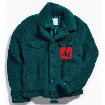 ฤดูหนาว 2 กระเป๋าหน้าอก shearling ขนแกะ sherpa trucker แจ็คเก็ตสำหรับผู้ชาย