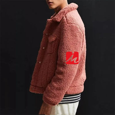 ฤดูหนาว 2 กระเป๋าหน้าอก shearling ขนแกะ sherpa trucker แจ็คเก็ตสำหรับผู้ชาย