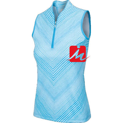 เสื้อโปโลผู้หญิงคอปก 1/4 ซิปตรงกลางเสื้อแขนกุดพิมพ์แบบกำหนดเอง